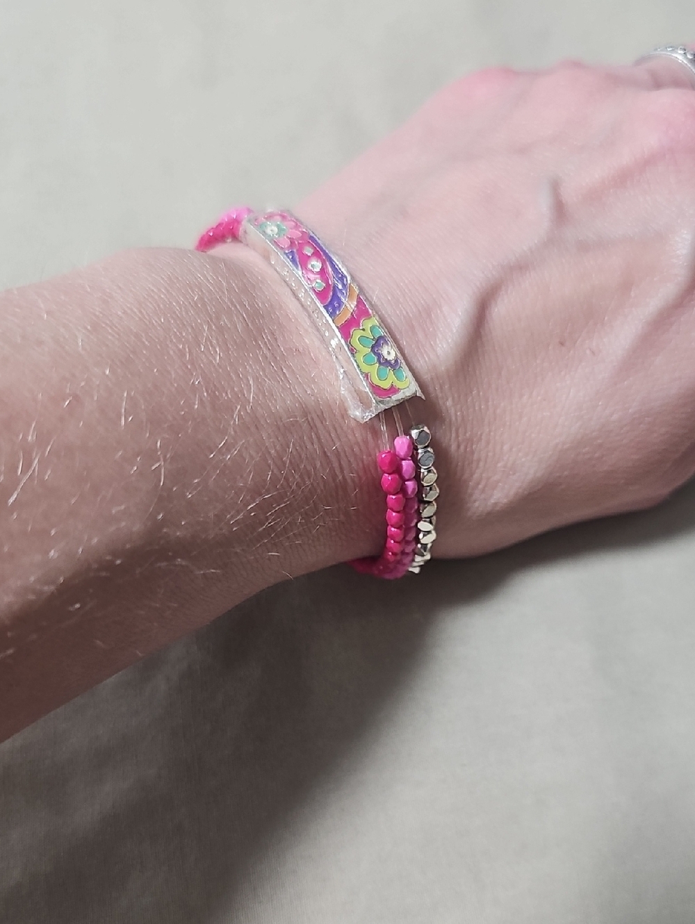 Vera Bradley Bright Pink Multistrand Beaded Bracelet